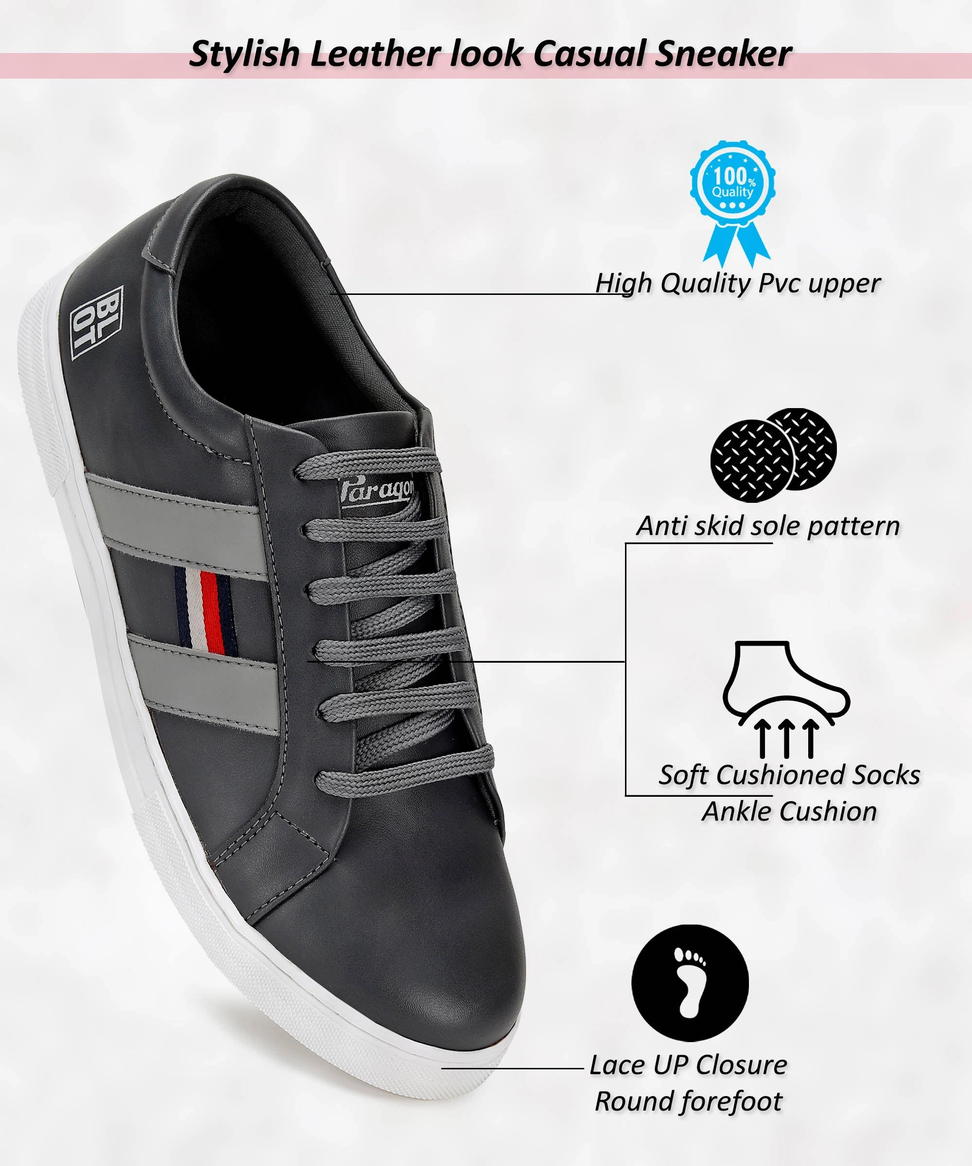 Paragon K1025G Men Walking Shoes | Athletic Shoes with Comfortable Cushioned Sole for Daily Outdoor Use For Seniors Good Walking