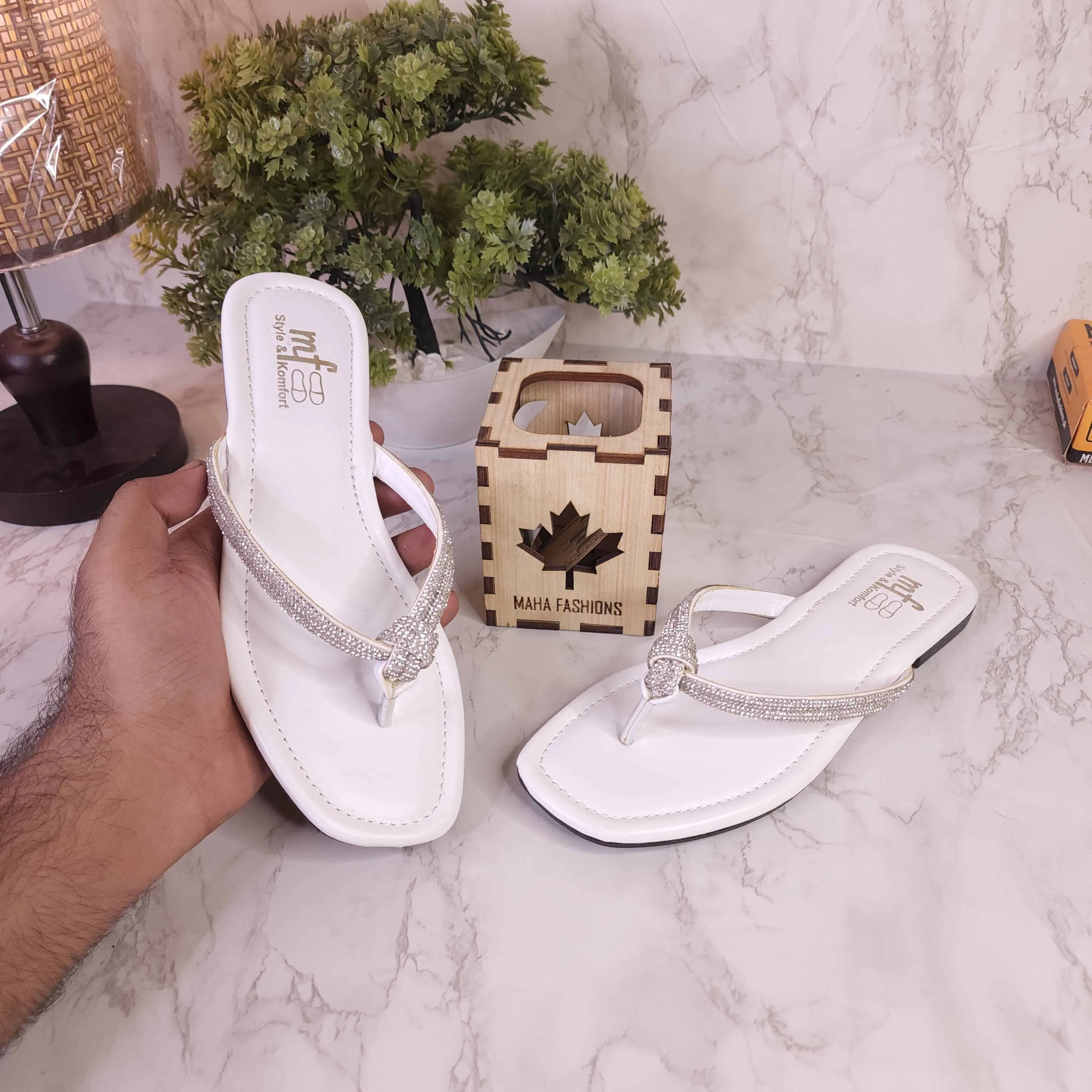 White Slipper in Flat Beach Wedding Shoes