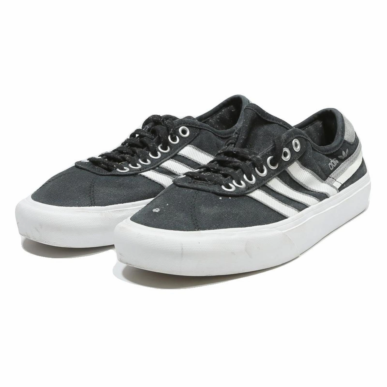ADIDAS Canvas Mens Low Top Trainers Black & White UK 6.5 Casual Skate Shoes Adidas Toddler Shoes Size Chart