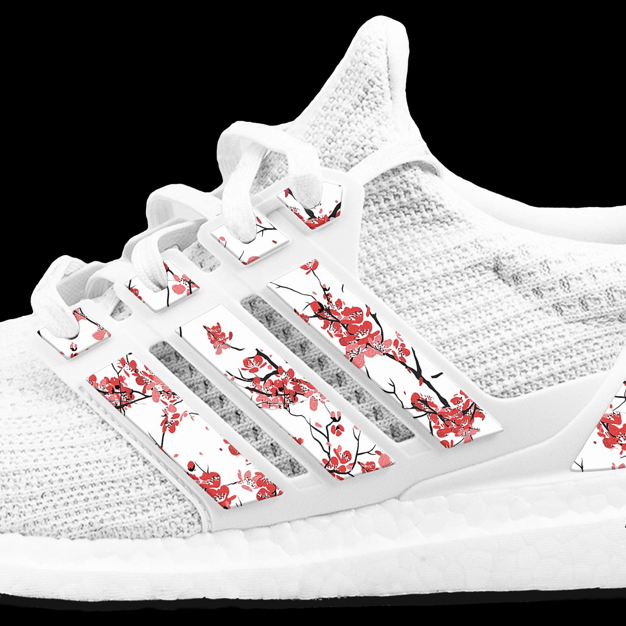 White Cherry Blossom Stripes for Ultra Boost Shoes Sneakers Adidas