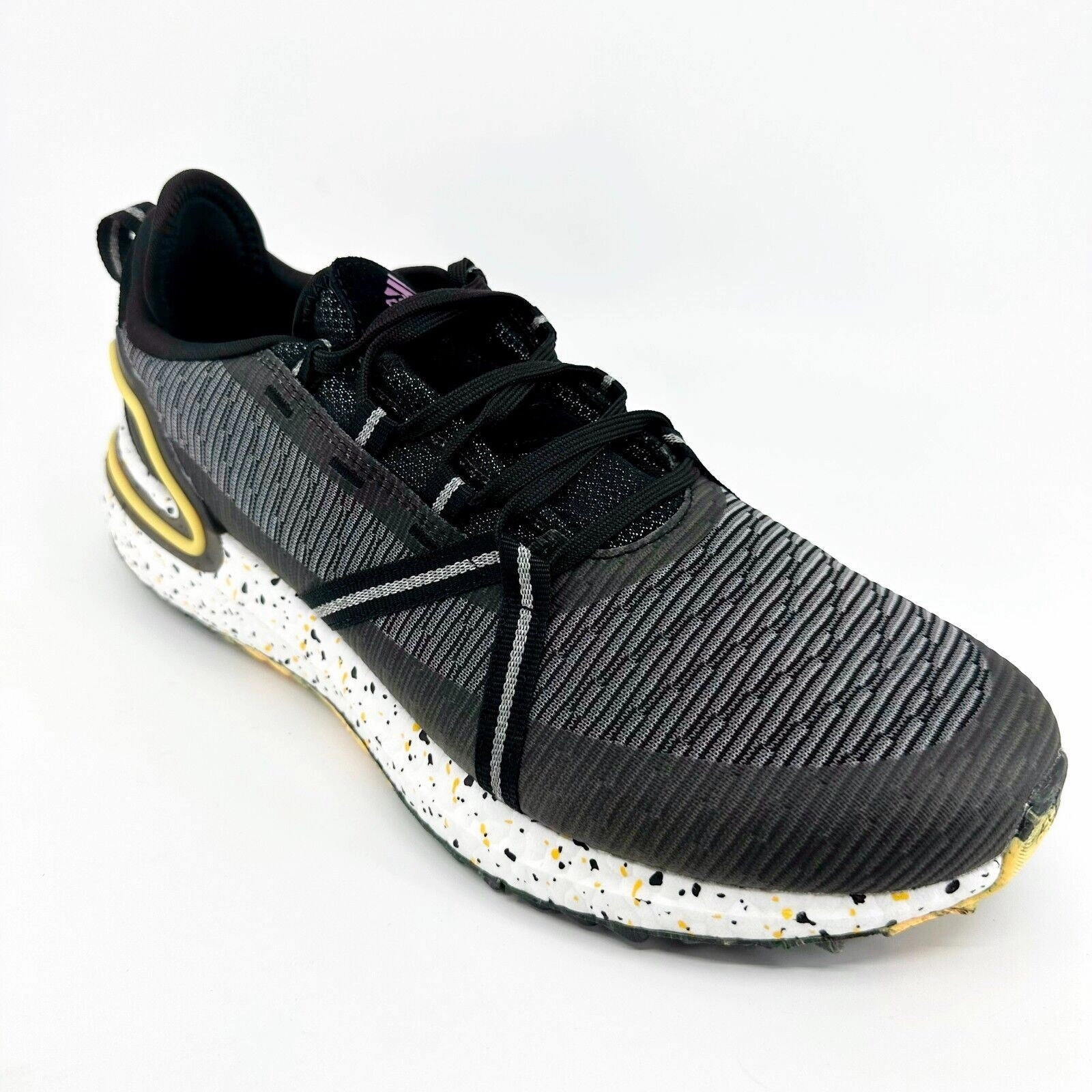 Adidas Athletic Shoe Adidas Solarthon Boost Black Gold Mens Spikeless Golf Shoes FZ1024