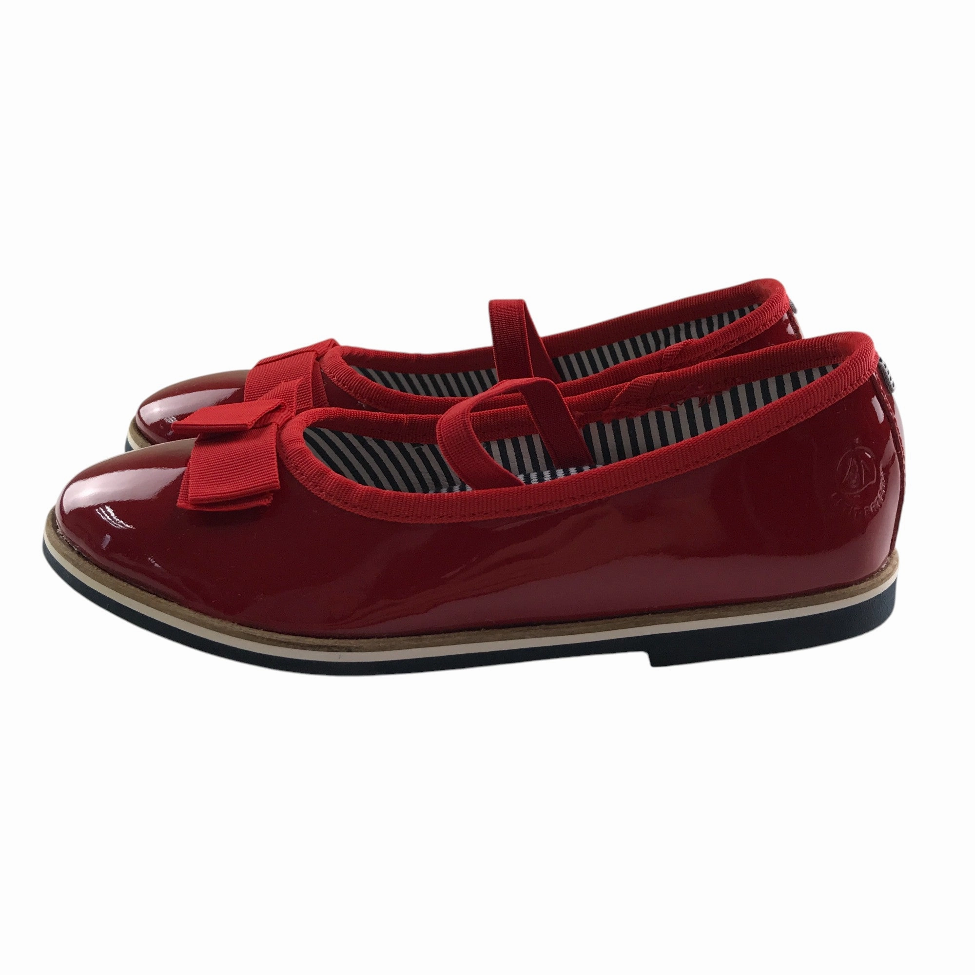 Petit Bateau mary janes shoe size 12.5 junior red leather ballerina style with strap 2023 Best