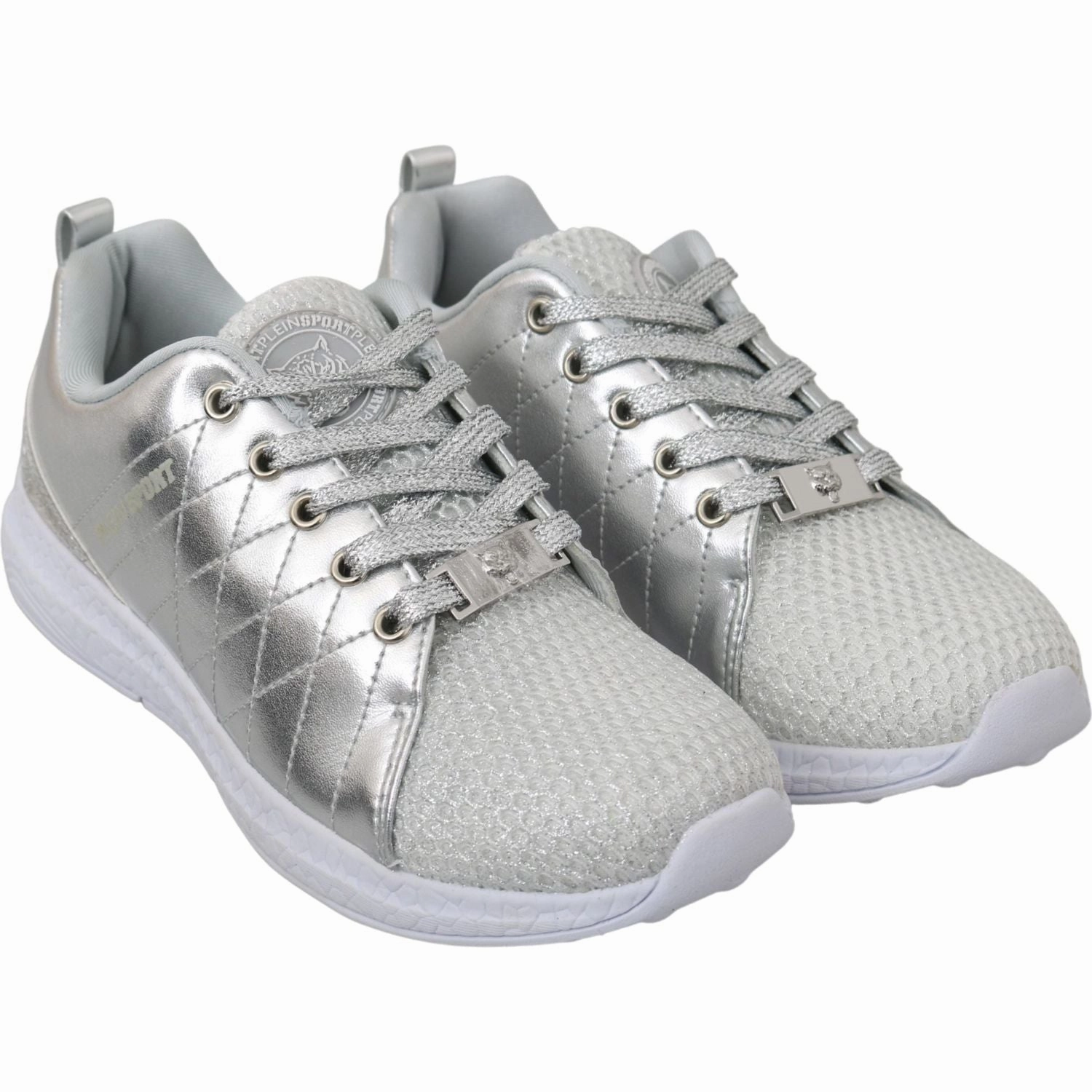 90s Sneakers Philipp Plein Gisella Silver Polyester Sneakers Shoes