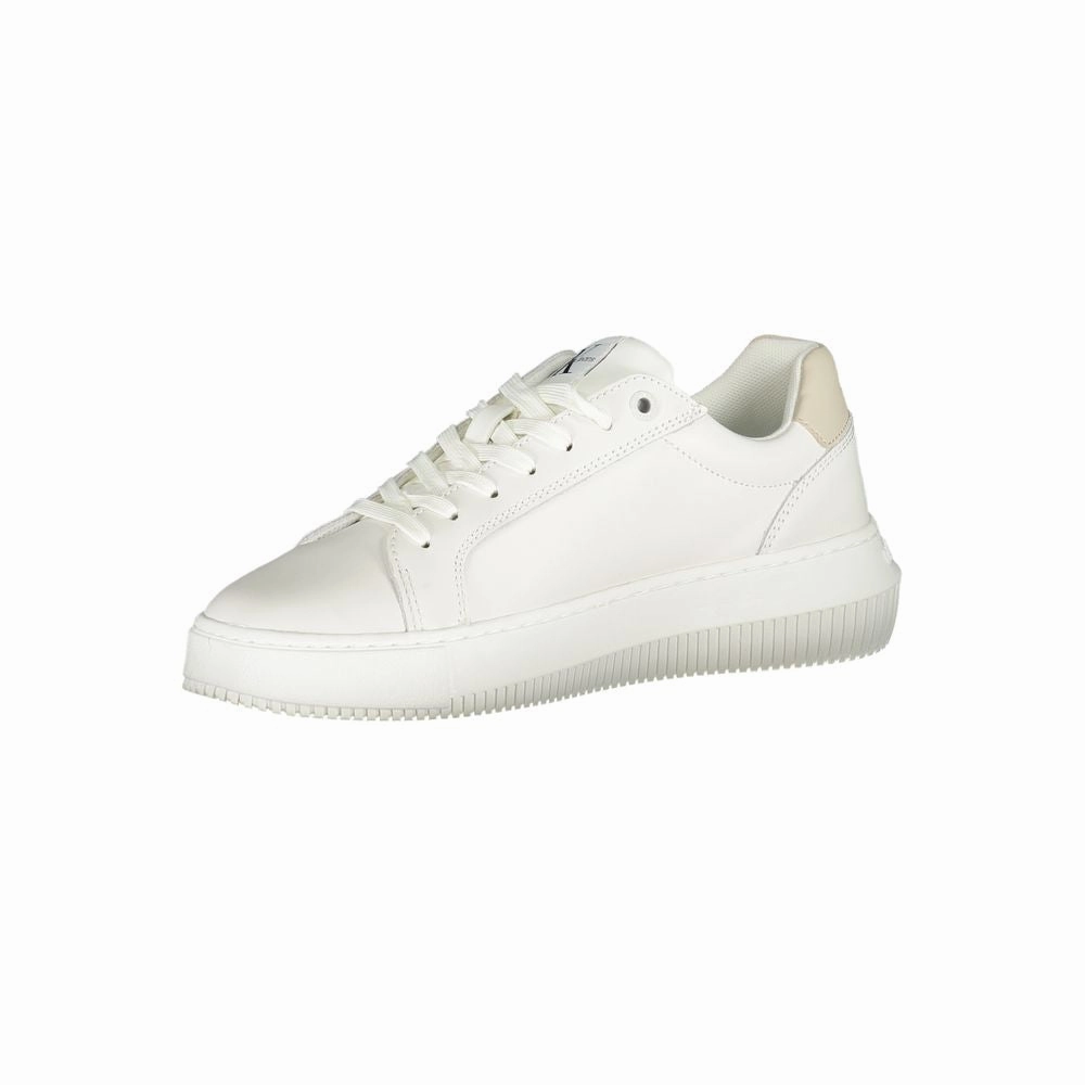 Calvin Klein Chic White Lace-Up Sneakers with Contrast Details Mozo Sneakers