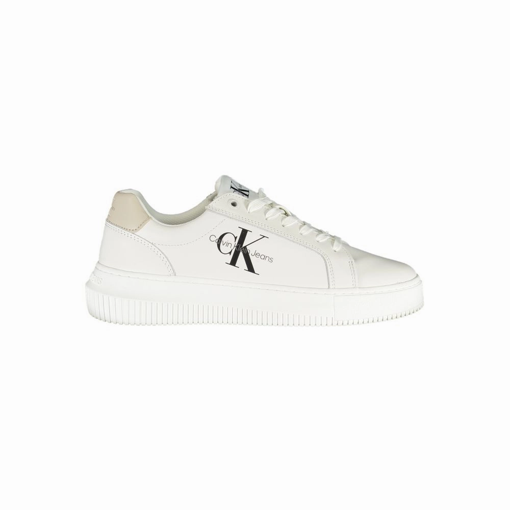 Army Sneakers Calvin Klein Chic White Lace-Up Sneakers with Contrast Details