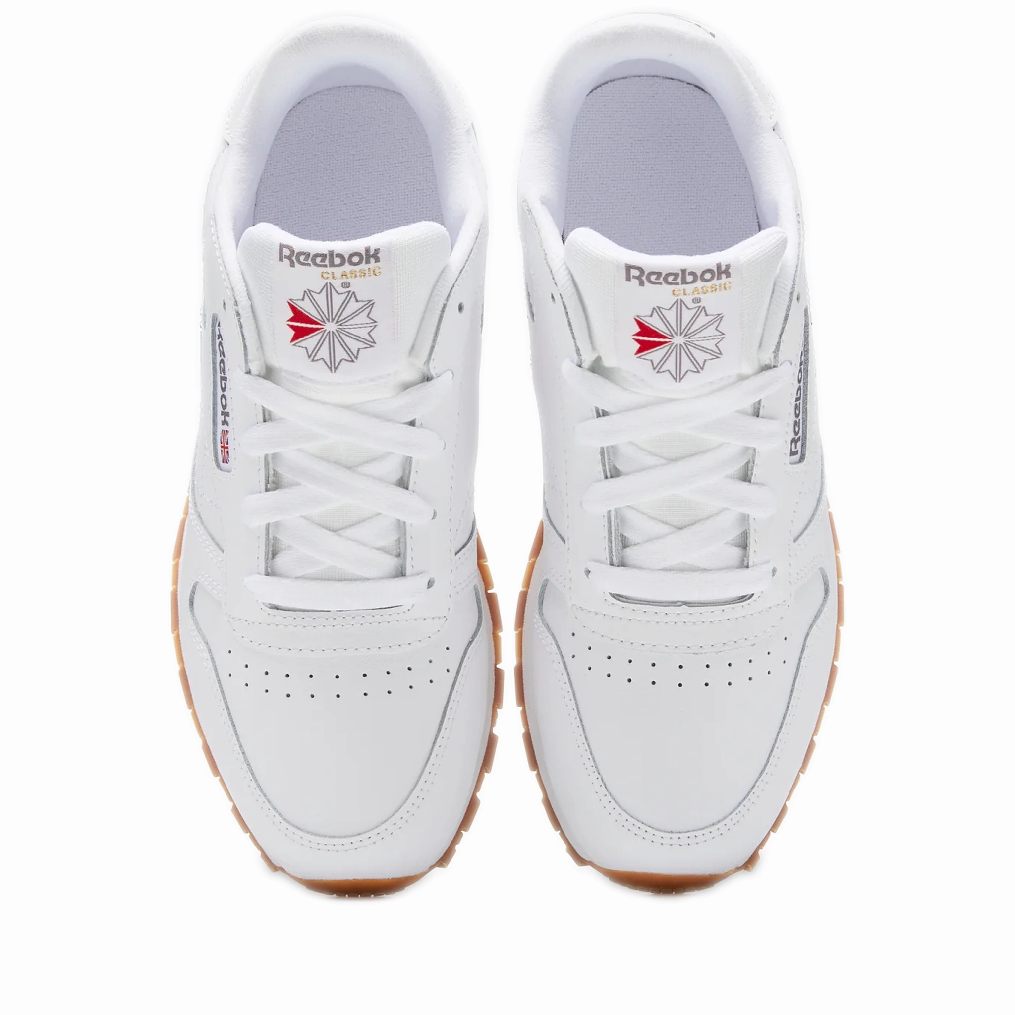 Pre School Reebok Classic Leather Shoes - White/Gum Longboard Skate