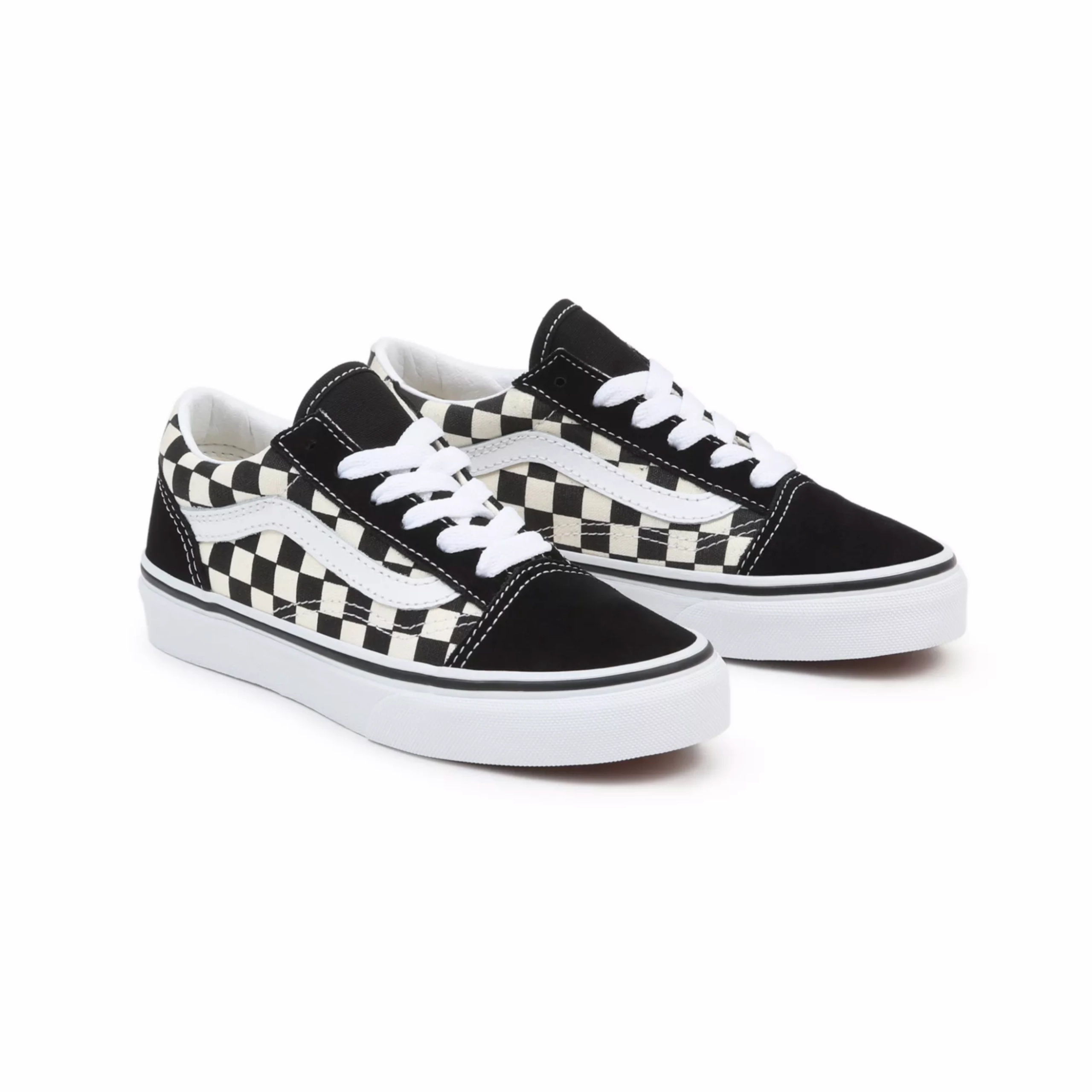 Buffalo Skate Shoes Vans Kids Old Skool Shoes - (Primary Check) Black / White