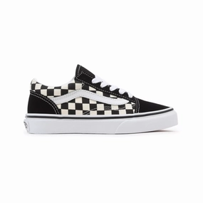 Skate Shoes Brands Vans Kids Old Skool Shoes - (Primary Check) Black / White