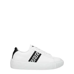 Flat Shoes With Good Support Versace White Leather Low Top Sneakers