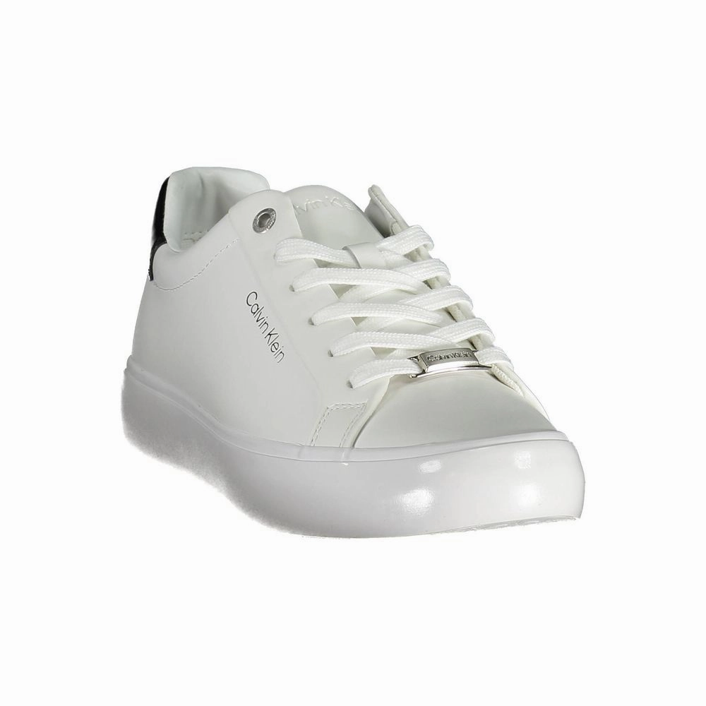 Platform Shoes Sneakers Calvin Klein White Leather Women Sneaker