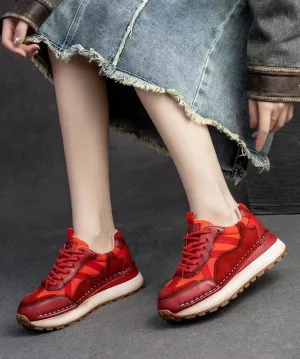 Red Versatile Women Splicing Platform Flat Feet Shoes Cross Strap DD1063 Cool Shoes For Flat Feet
