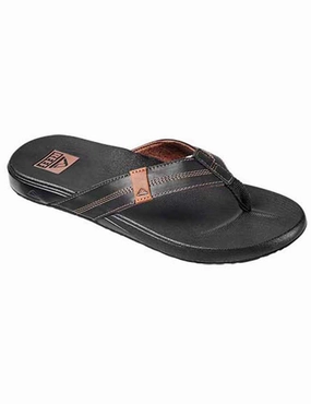 Low Wedge Flip Flops Reef Cushion Phantom Leather Sandals in Coffee Black