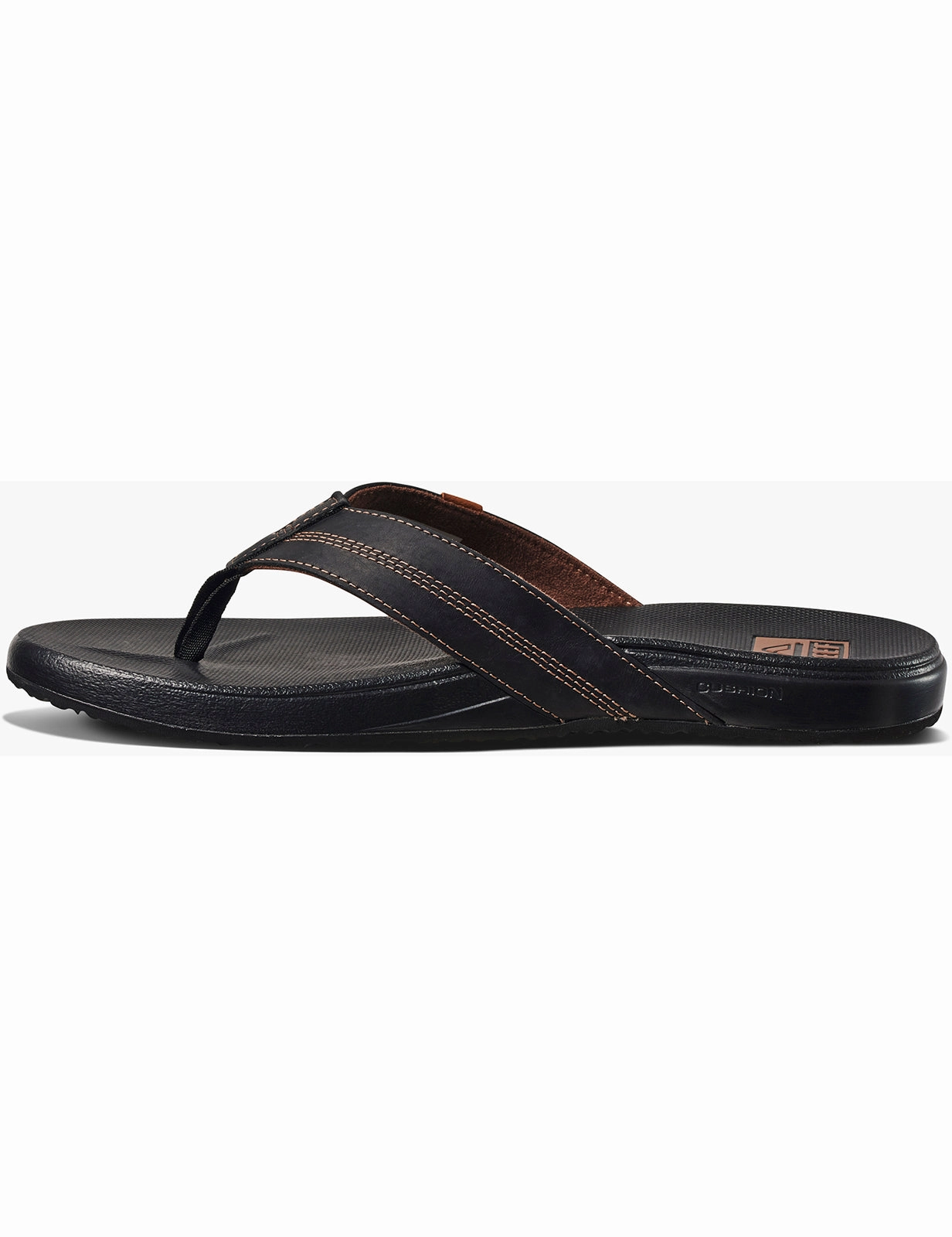 Reef Cushion Phantom Leather Sandals in Coffee Black In House Flip Flops