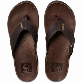 Rainbow Flip Flops Lifetime Warranty Reef J-Bay III Leather Sandals in Dark Brown/Dark Brown