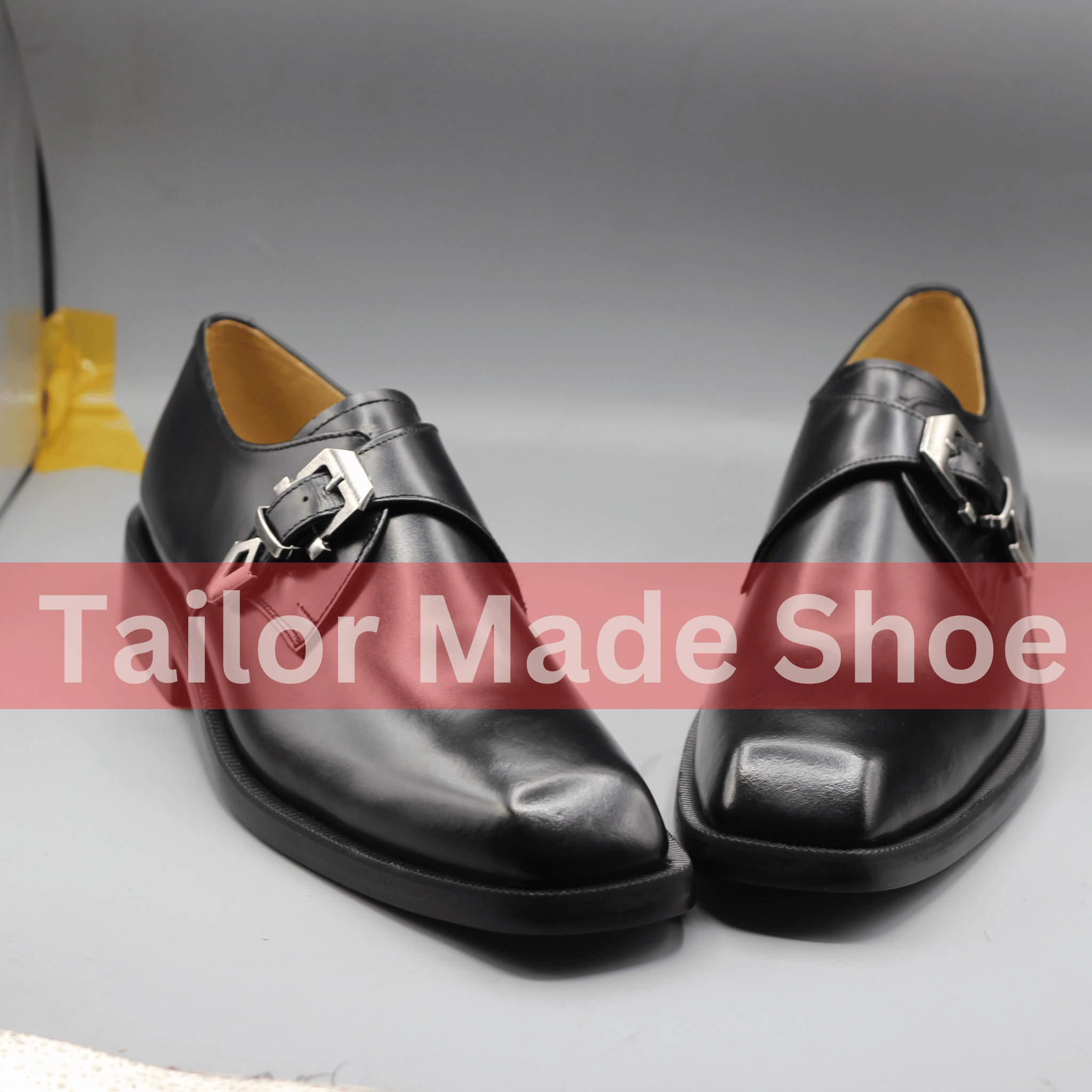 Childrens Cowboy Boots Men's Black Leather Single Buckle Dress Shoes  Premium Handmade Footwear Handcrafted Black Formal Shoes  Stylish Buckle Strap for Men