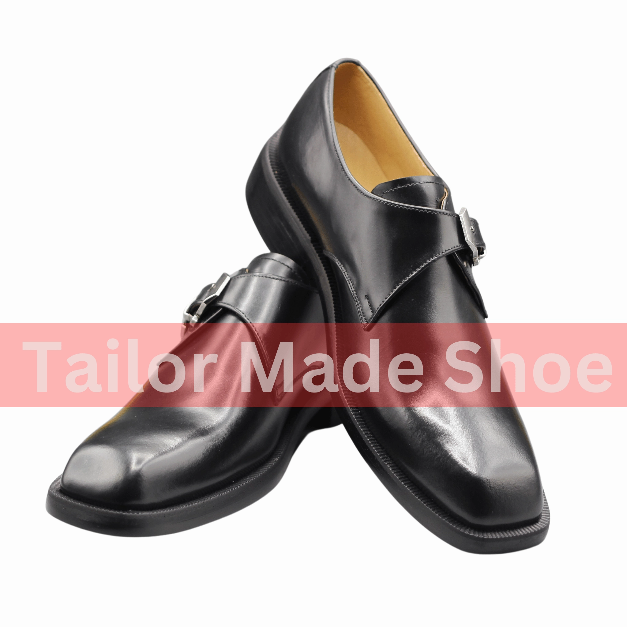 El General Boots Men's Black Leather Single Buckle Dress Shoes  Premium Handmade Footwear Handcrafted Black Formal Shoes  Stylish Buckle Strap for Men