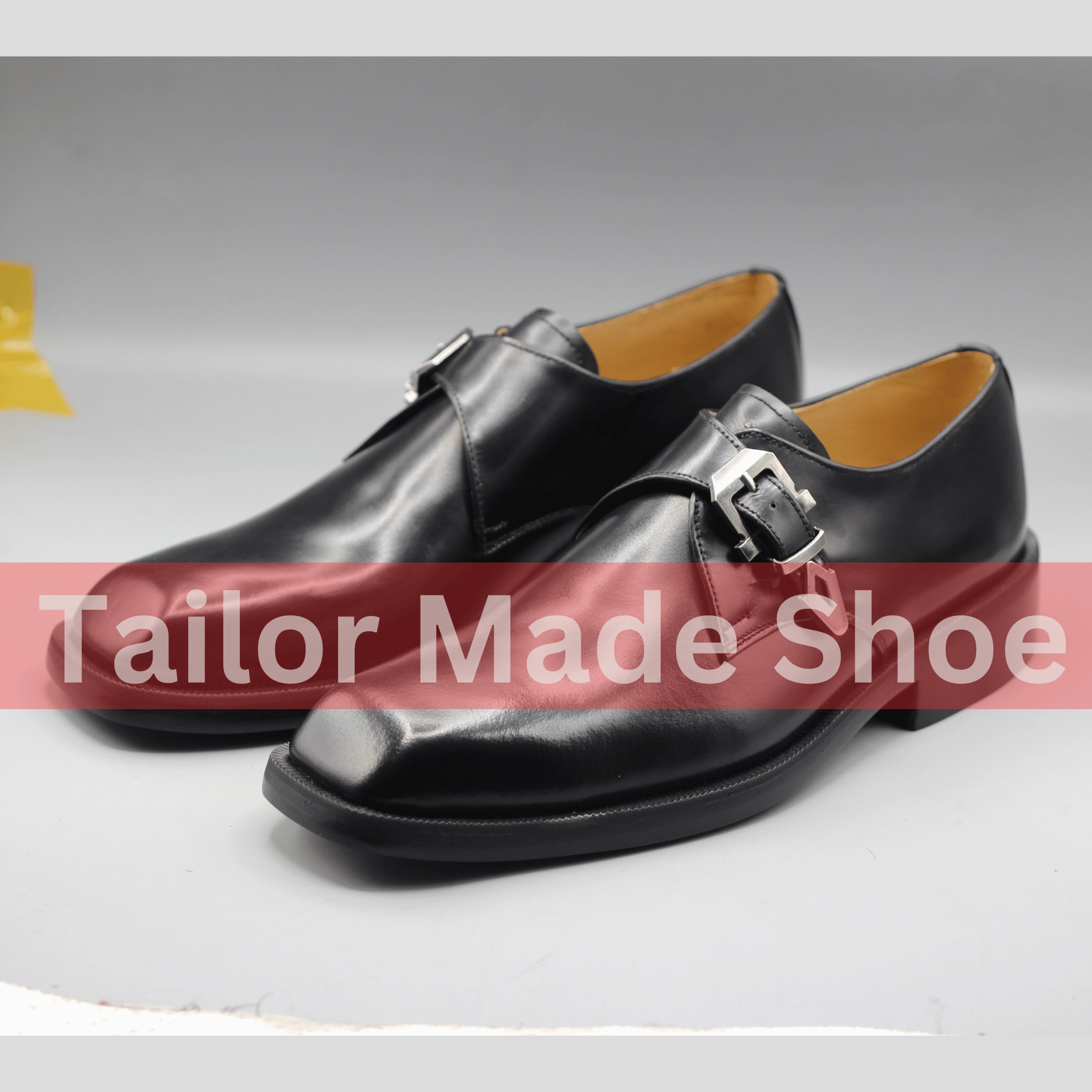 Men's Black Leather Single Buckle Dress Shoes  Premium Handmade Footwear Handcrafted Black Formal Shoes  Stylish Buckle Strap for Men Snake Skin Boots