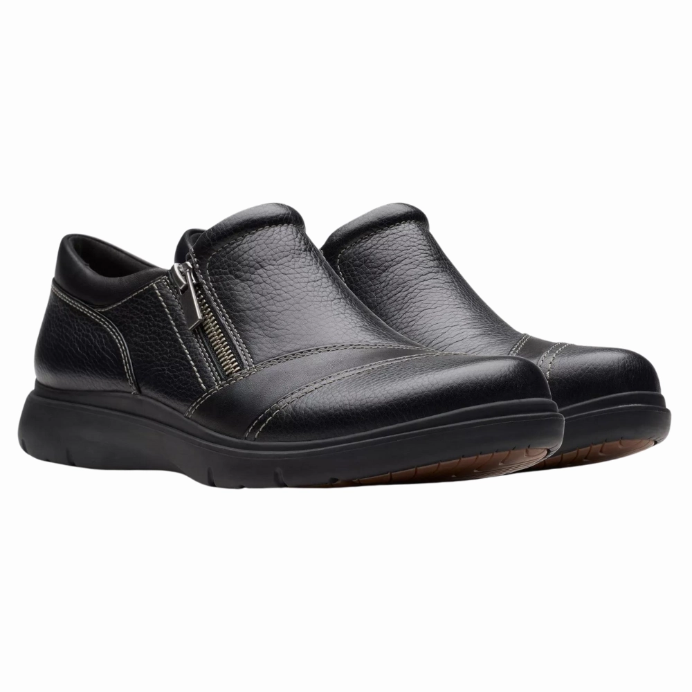 Clarks Certina Pure Black Leather Slip-On (Women's)
