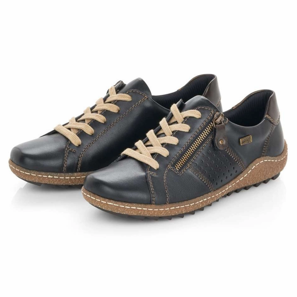 Unisex One Star Ox Casual Shoe Remonte Liv 17 Black Combi Leather Sneaker (Women's)