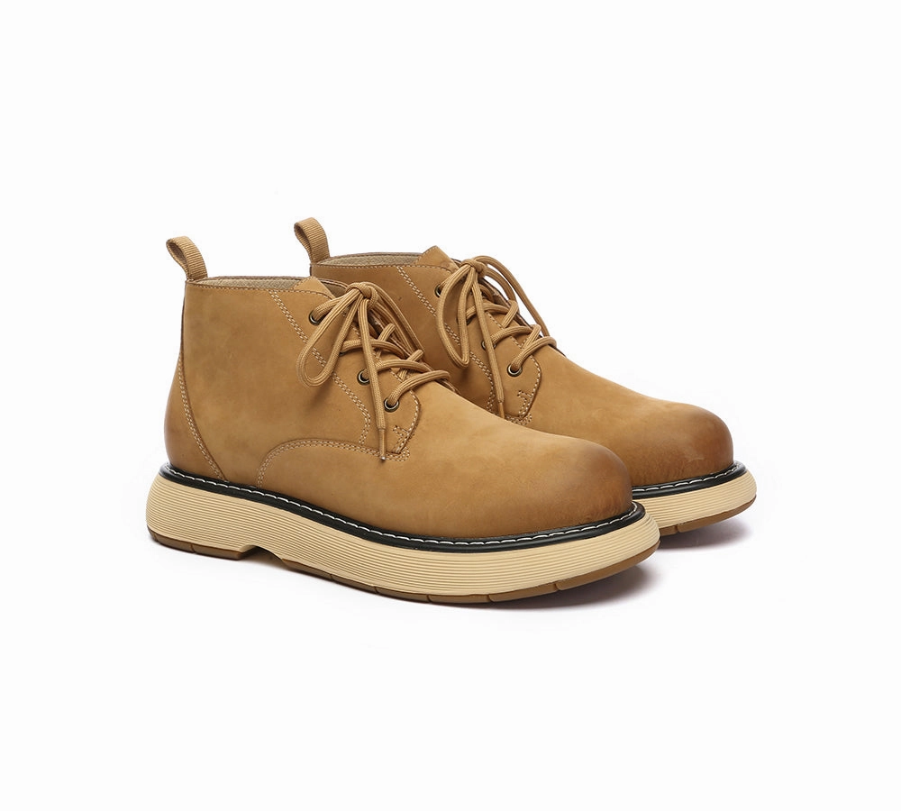 EVERAU Men Boots Leather Lace Up Casual Shoes Kaarlo Ostrich Casual Shoes