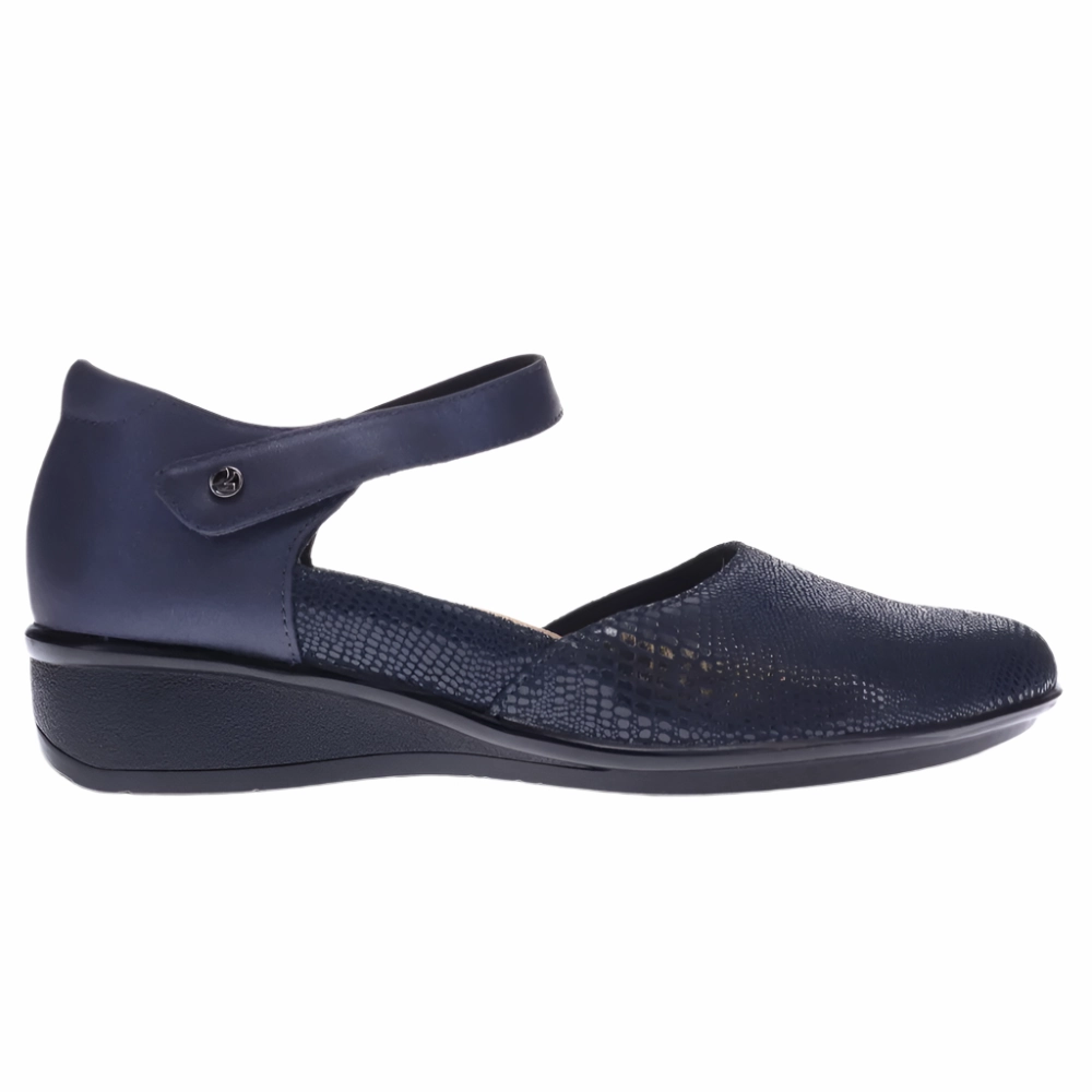 Revere Women's Osaka Mary Jane Navy Lizard European Casual Shoes