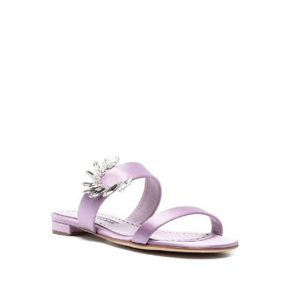 Manolo Blahnik Purple Silk Sandals Running Shoes Neutral