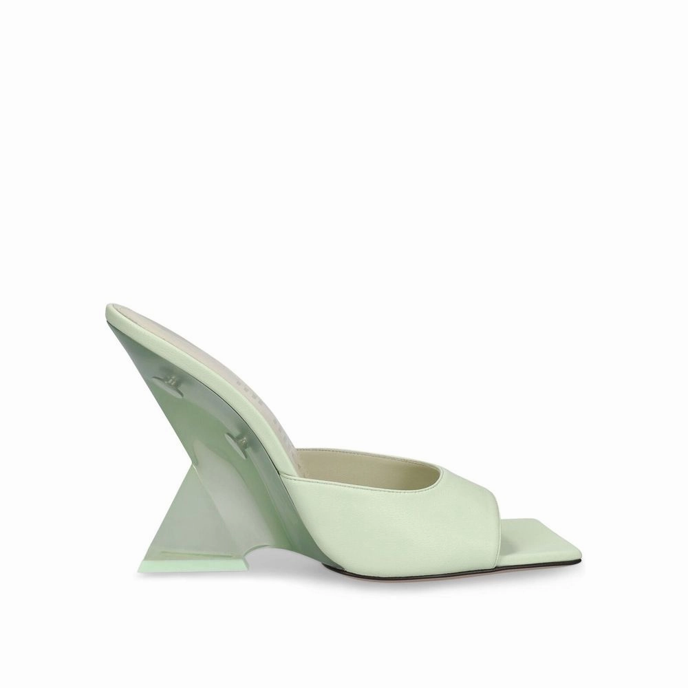 The Attico Green Calfskin Platform Sandals Huarache Running Shoes