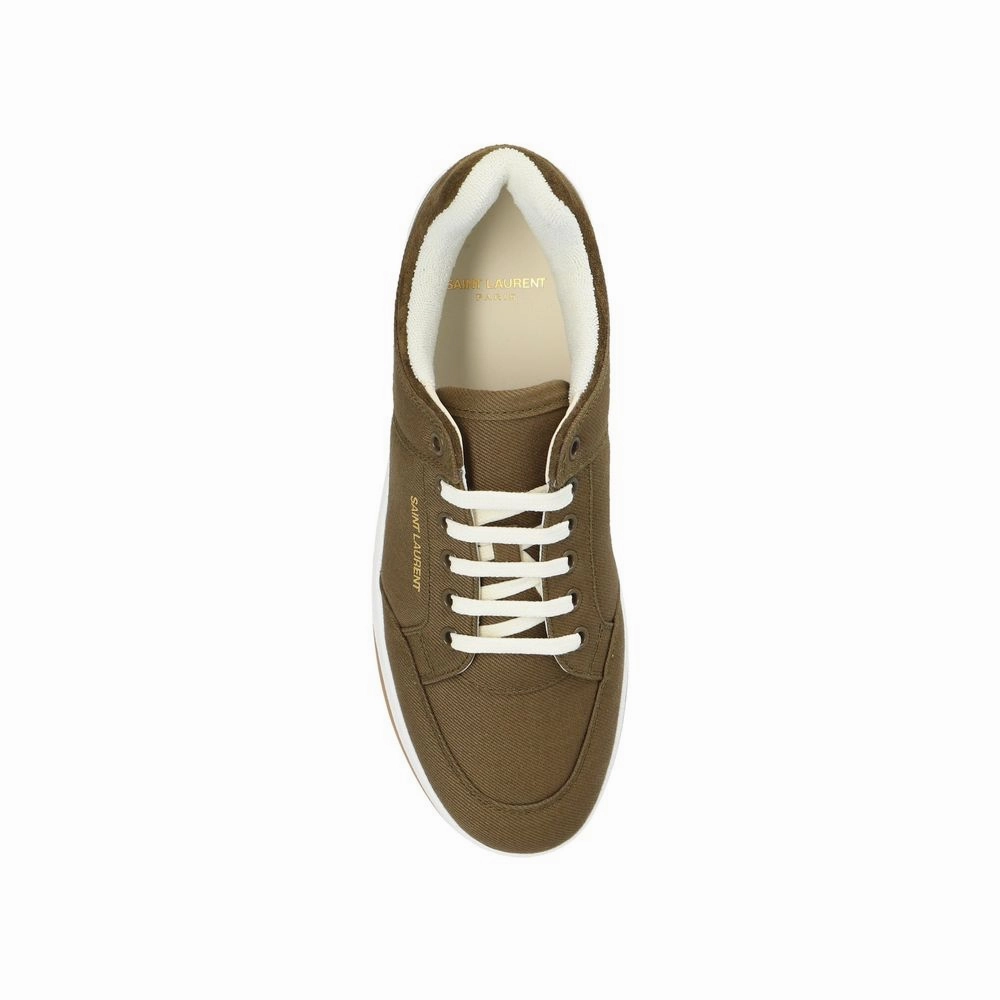 Saint Laurent Green Fabric Sneakers Sneakers With Removable Insoles