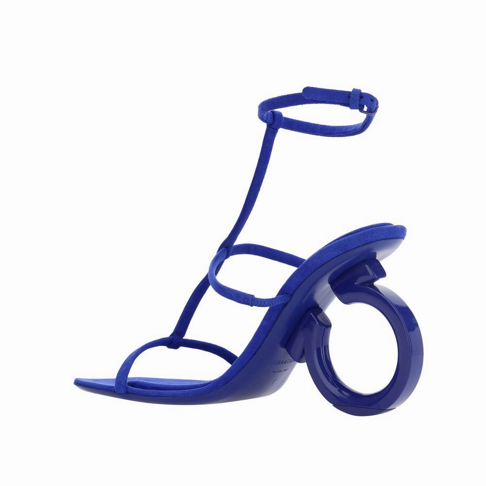 Picking Running Shoes Salvatore Ferragamo Blue Calfskin Strap-On Sandals