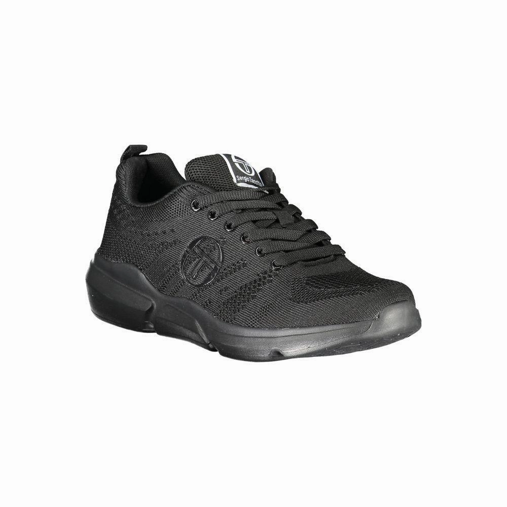 Sexy Casual Shoes Sergio Tacchini Sleek Black Lace-up Sneakers with Contrast Detailing