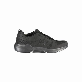 Best Shoes For Gym And Casual Sergio Tacchini Sleek Black Lace-up Sneakers with Contrast Detailing