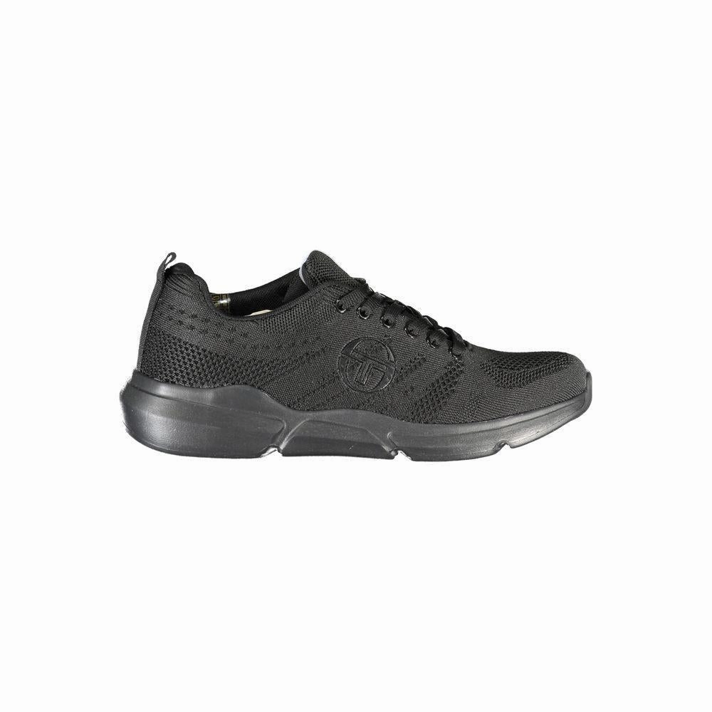 High Top Shoes Casual Sergio Tacchini Sleek Black Lace-up Sneakers with Contrast Detailing