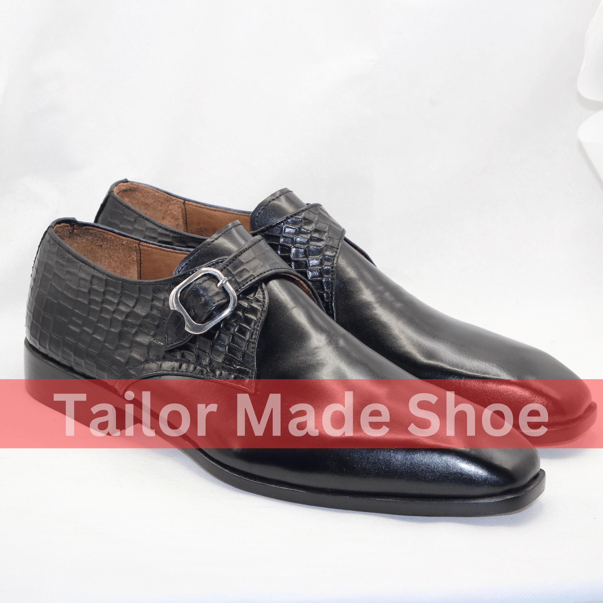 Luxury Handmade Black Monk Strap Shoes with Crocodile Detail Handcrafted Crocodile Pattern Leather Monk Strap Shoes Oboz Boots