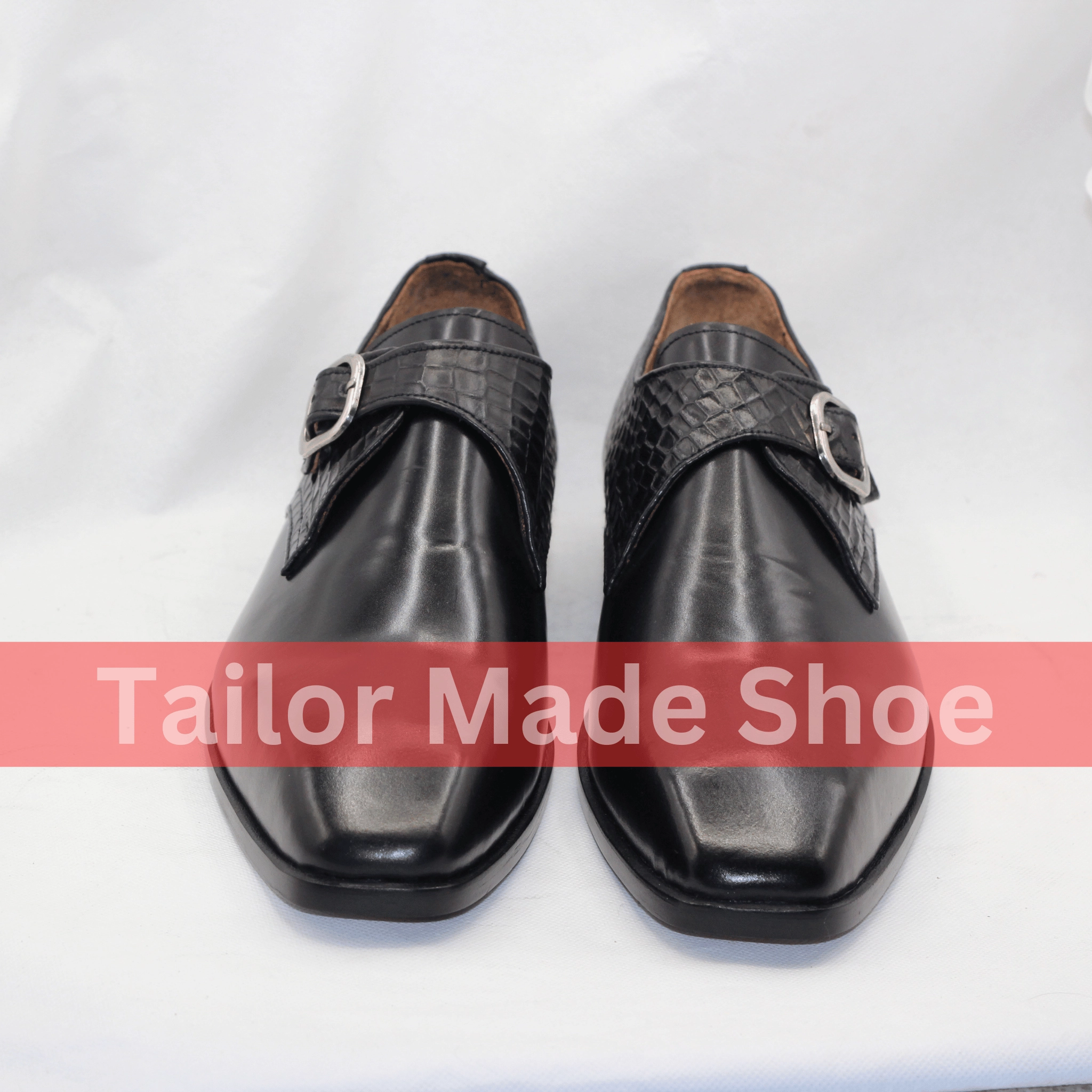 Luxury Handmade Black Monk Strap Shoes with Crocodile Detail Handcrafted Crocodile Pattern Leather Monk Strap Shoes Black Chukka Boots