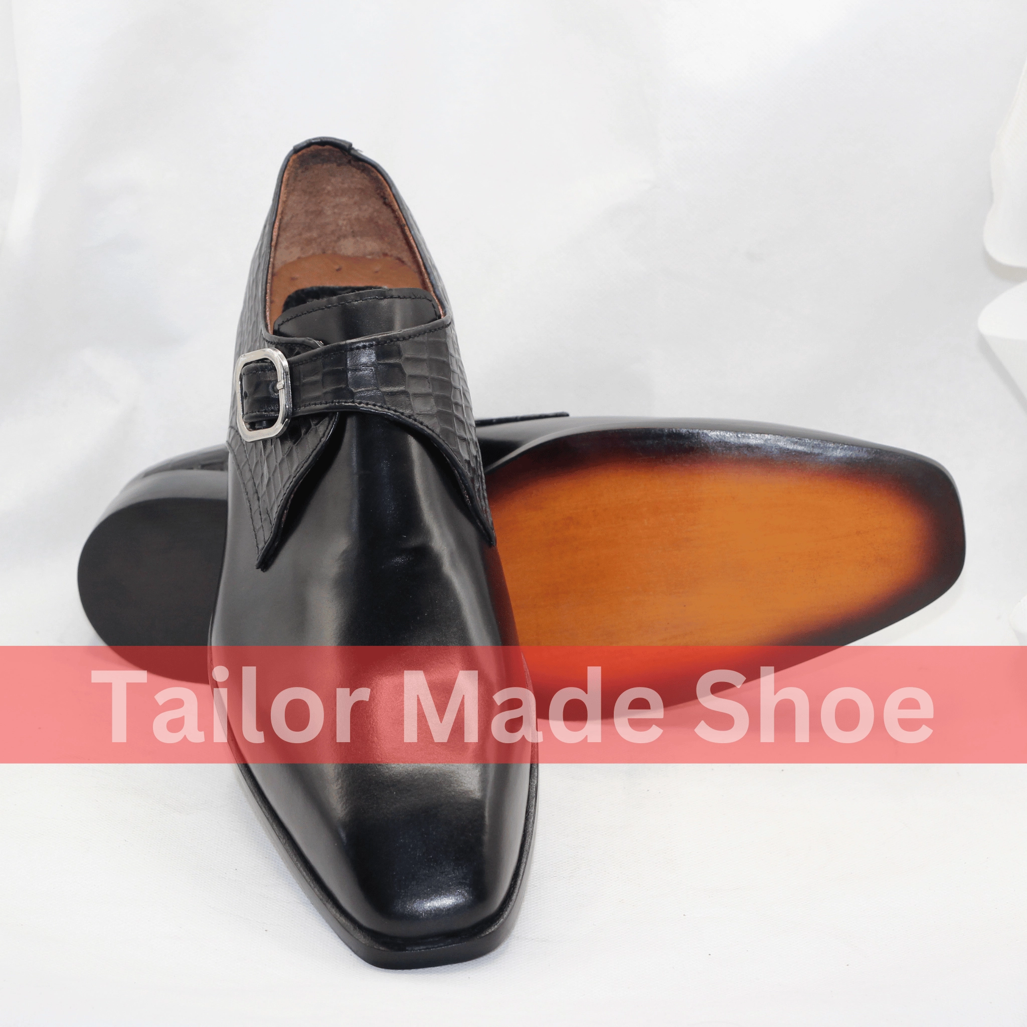 Ds Snow Boots Luxury Handmade Black Monk Strap Shoes with Crocodile Detail Handcrafted Crocodile Pattern Leather Monk Strap Shoes