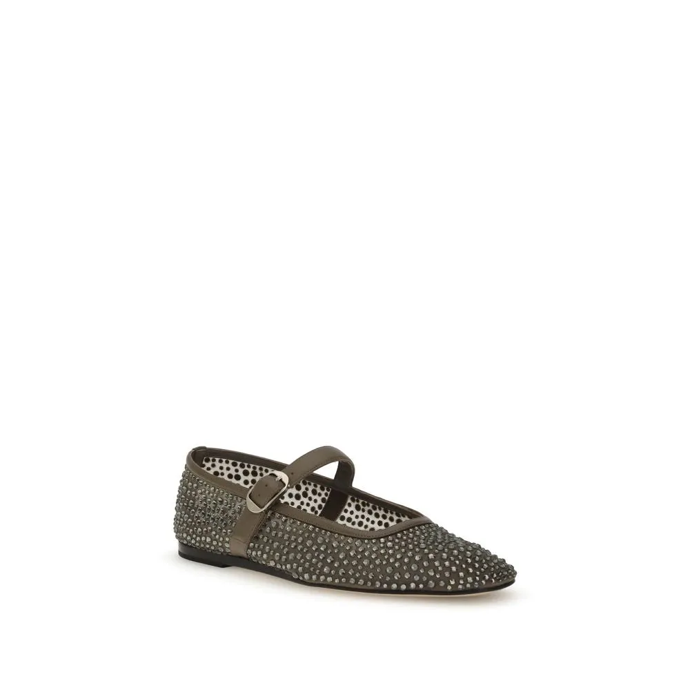 Le Monde Bryl Gray Other Fibres Ballet Flats Woven Leather Flat Shoes