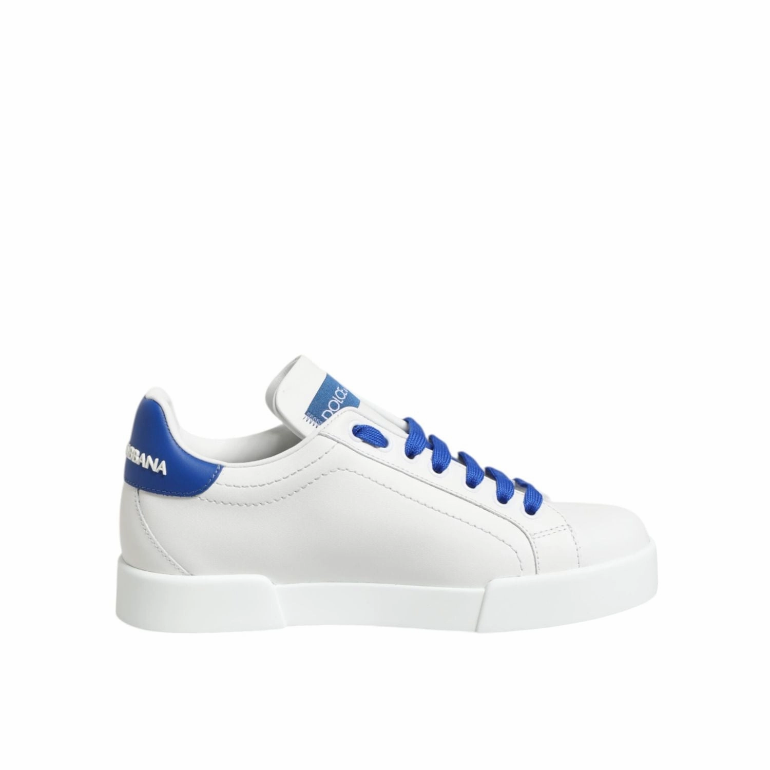 Sideline Cheer Sneakers Dolce & Gabbana White Blue Leather Low Top Sneakers Shoes