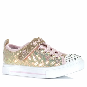 Camel Sneakers Skechers Kids' Twinkle Sparks - Sequin Party 314812L Gold/Pink
