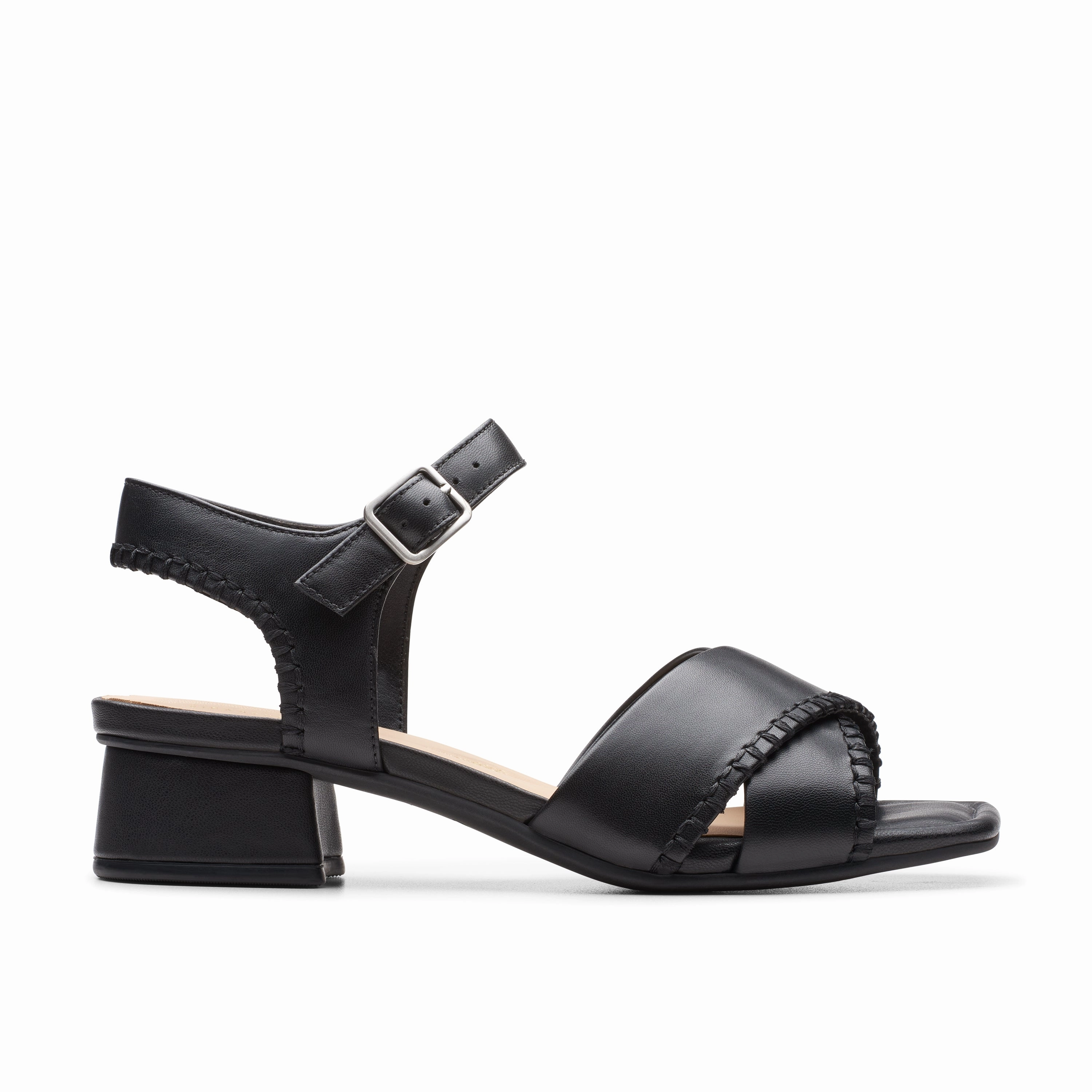 High Heel Casual Shoes CLARKS | CASUAL SANDALS | WOMEN | SERINA35 CROSS BLACK LEATHER | BLACK