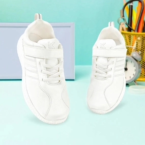 Skudo - Faux Leather White School Shoes Best Boat Sneakers