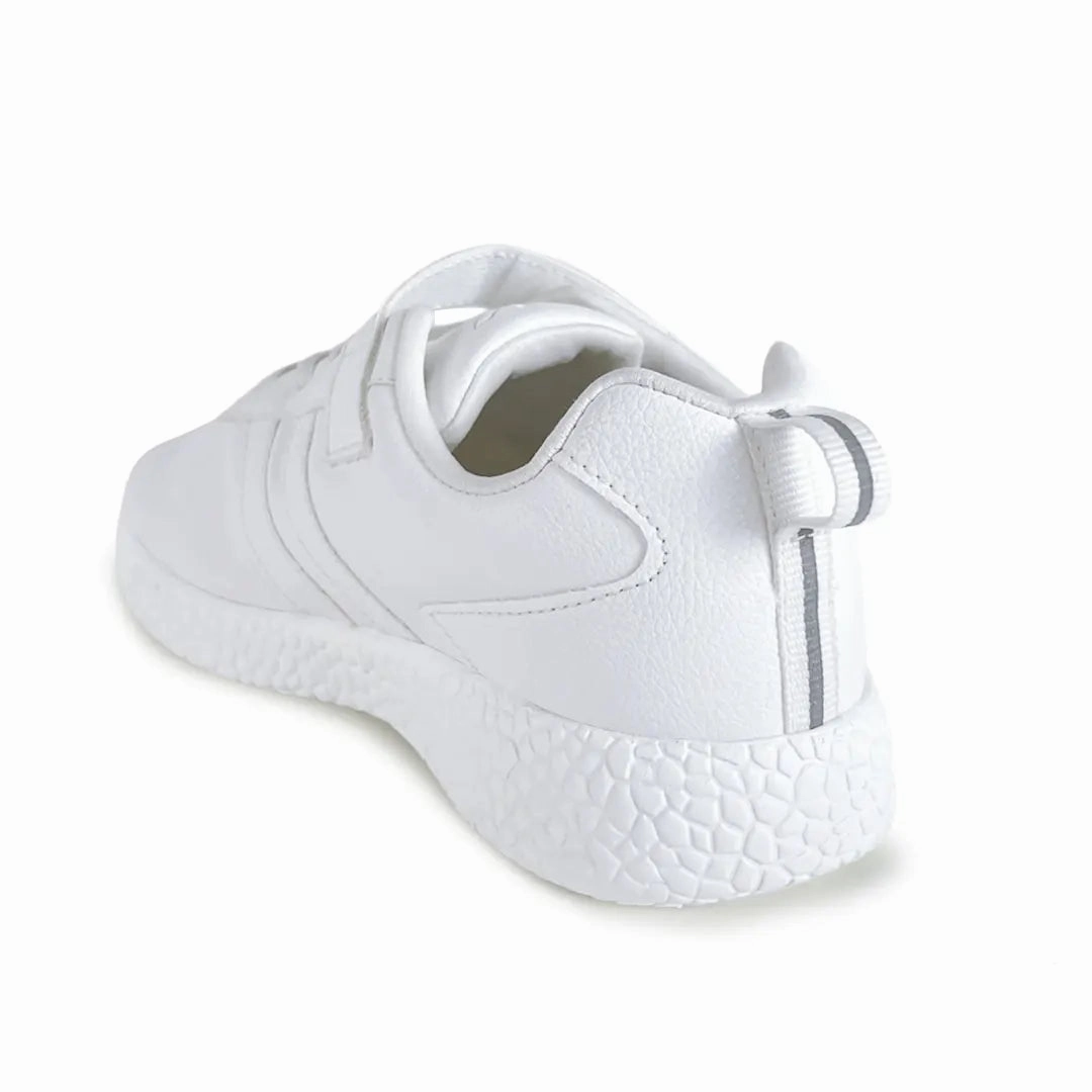 Skudo - Faux Leather White School Shoes Heel Sneakers