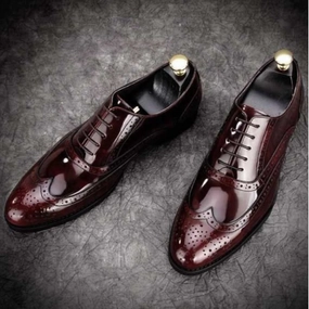 Fashion Boots Tailor Made Handmade Burgundy Premium Quality Leather Lace Up Wingtip Brogue Oxford Shoes