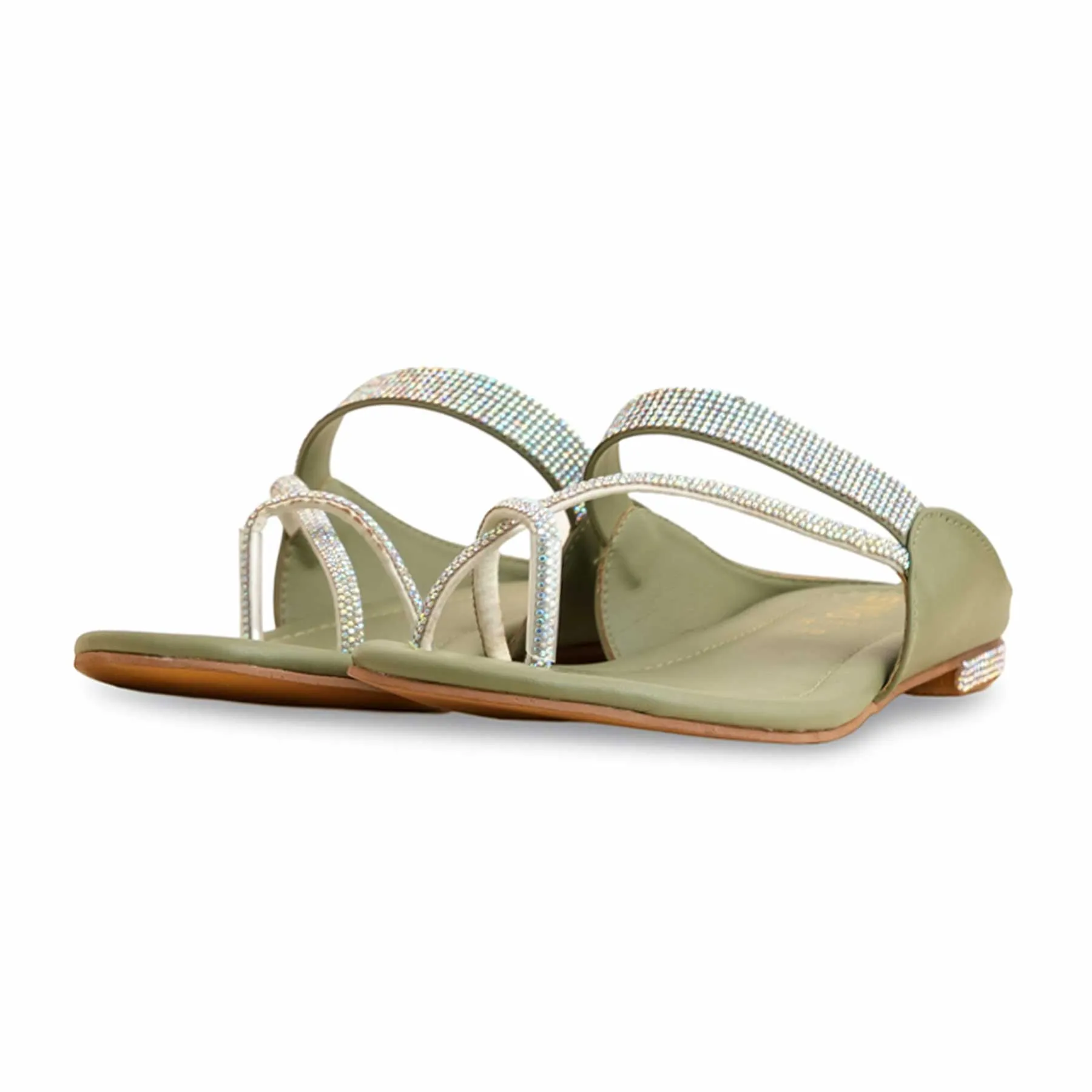 Priority Flat Rate Shoe Box Olive Formal Chappal For Women FR0560