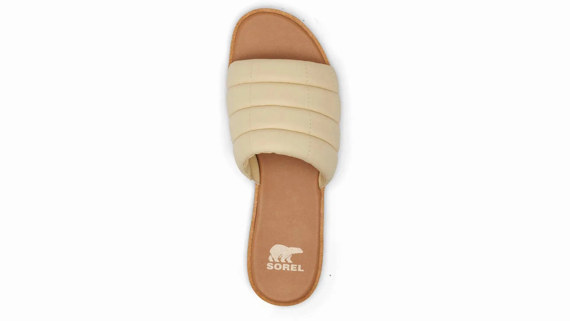Sorel Women's Ella III Slide Flat Sandal | Honey White/Gum Mojo Waterproof Golf Shoe