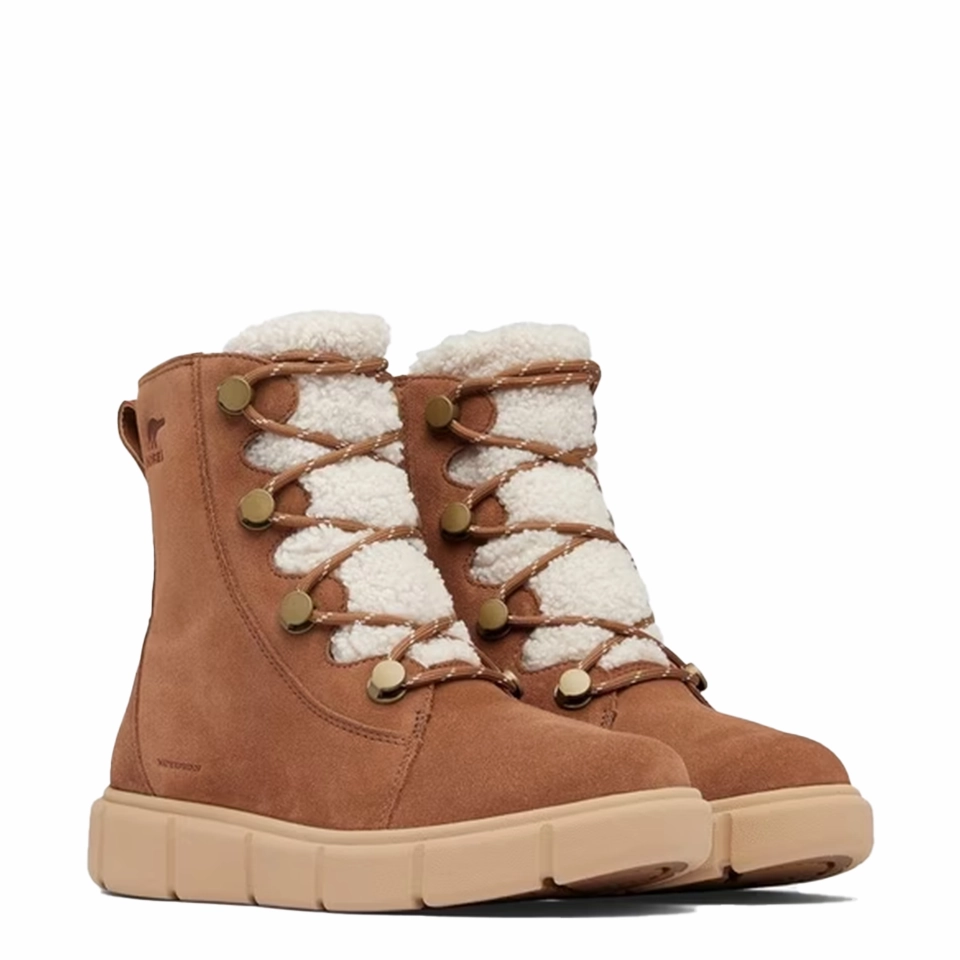 Waterproof Barefoot Walking Shoes Sorel Women's EXPLORER III Joan Cozy Waterproof Boot | Velvet Tan/Canoe