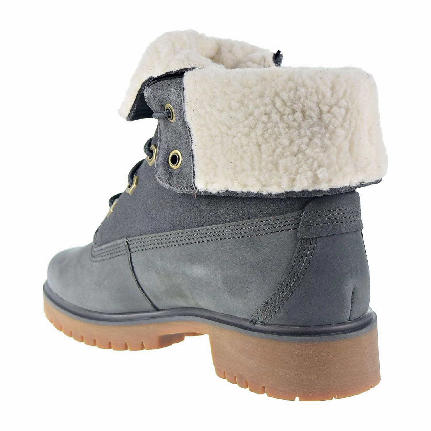 Timberland Jayne WP Fleece Fold Down Women's Boot Dark Grey Nubuck Waterproof Yard Shoes