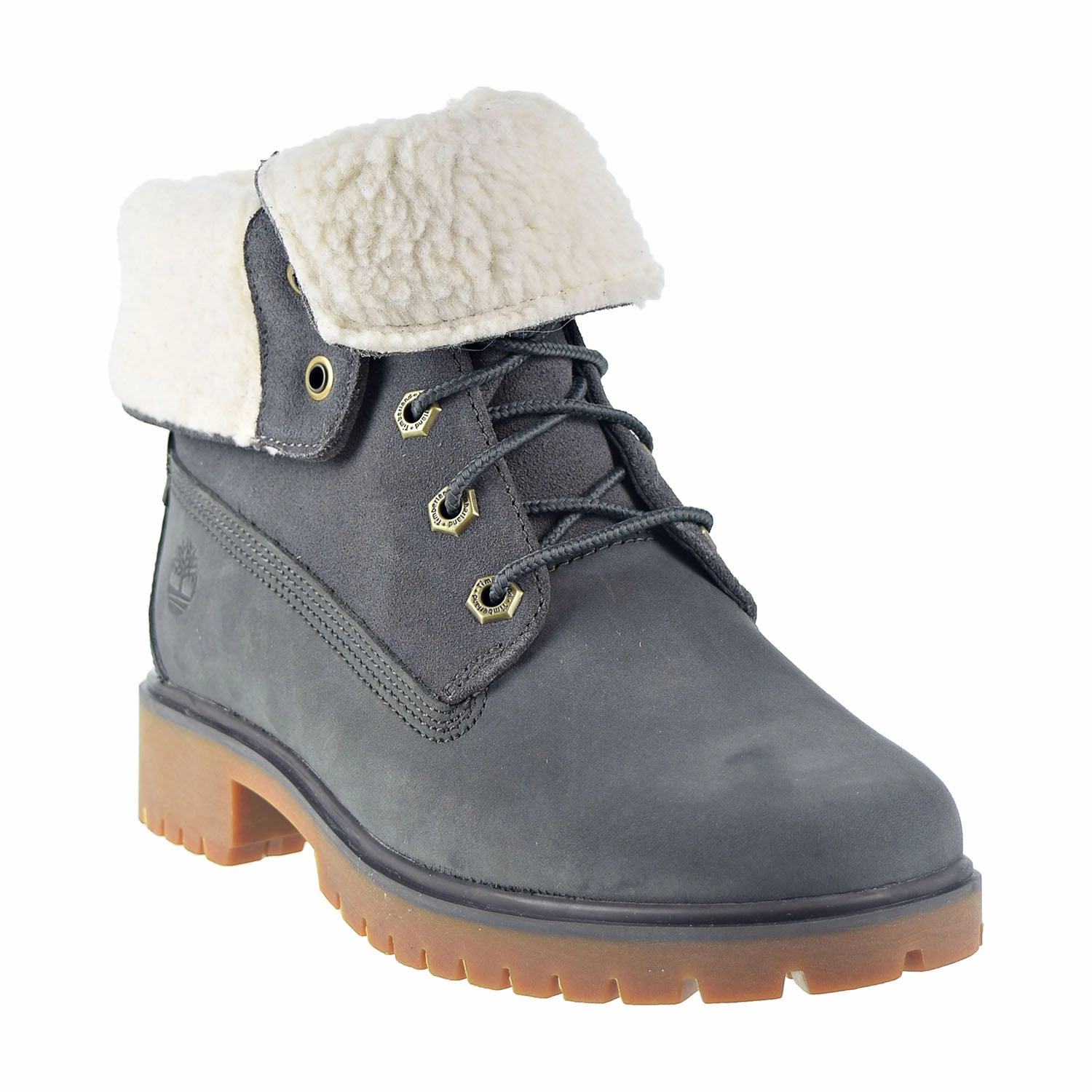 Timberland Jayne WP Fleece Fold Down Women's Boot Dark Grey Nubuck Nothing New Shoes Waterproof