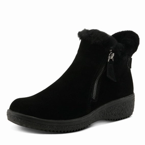 Waterproof Road Shoes Spring Step Women Republic Ankle Boot US 6.5-7 EU 37 Black Suede WP Faux Fur NIB