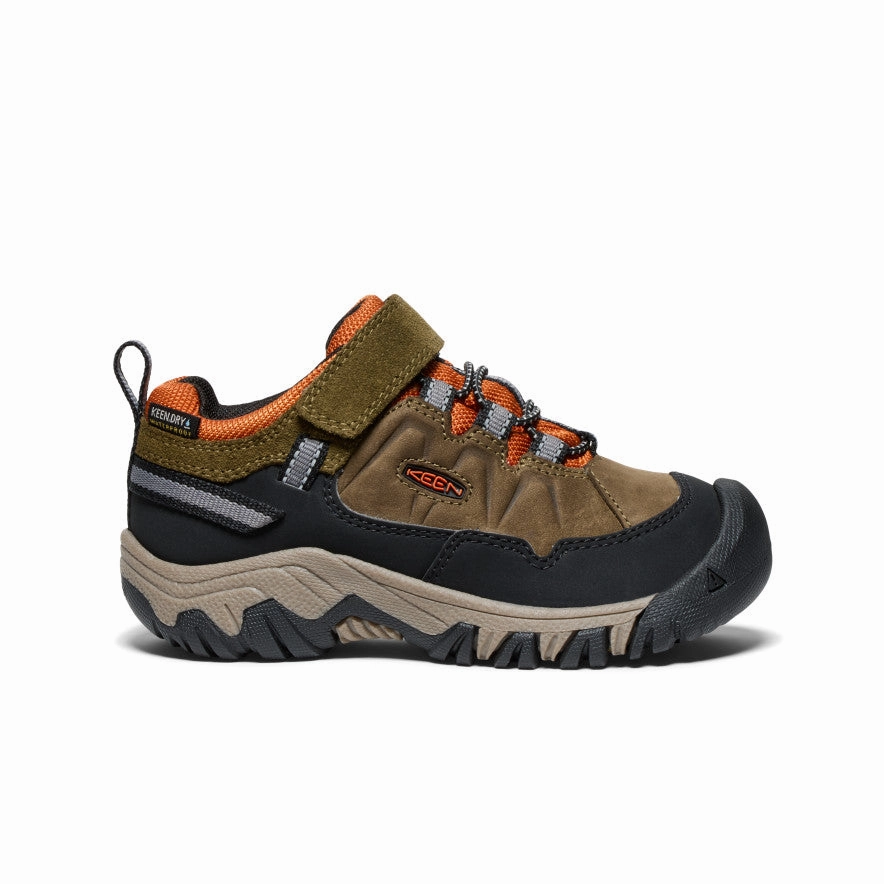 Little Kids' Targhee IV Waterproof Hiking Shoe  |  Dark Olive/Gold Flame Best Hiking Shoes For Glacier National Park