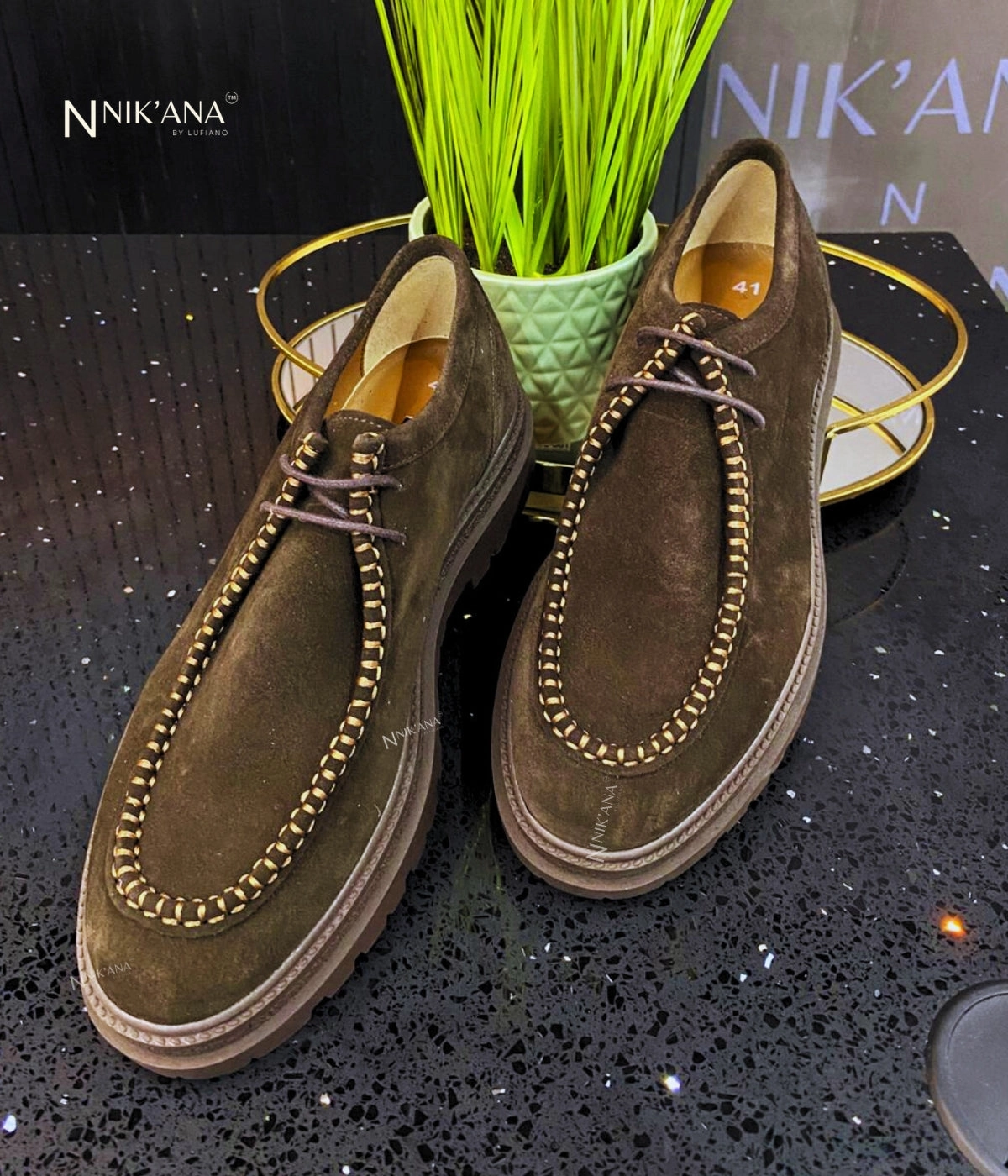 iLVi016-Lace up: Brown Walking Shoes For Flat Feet